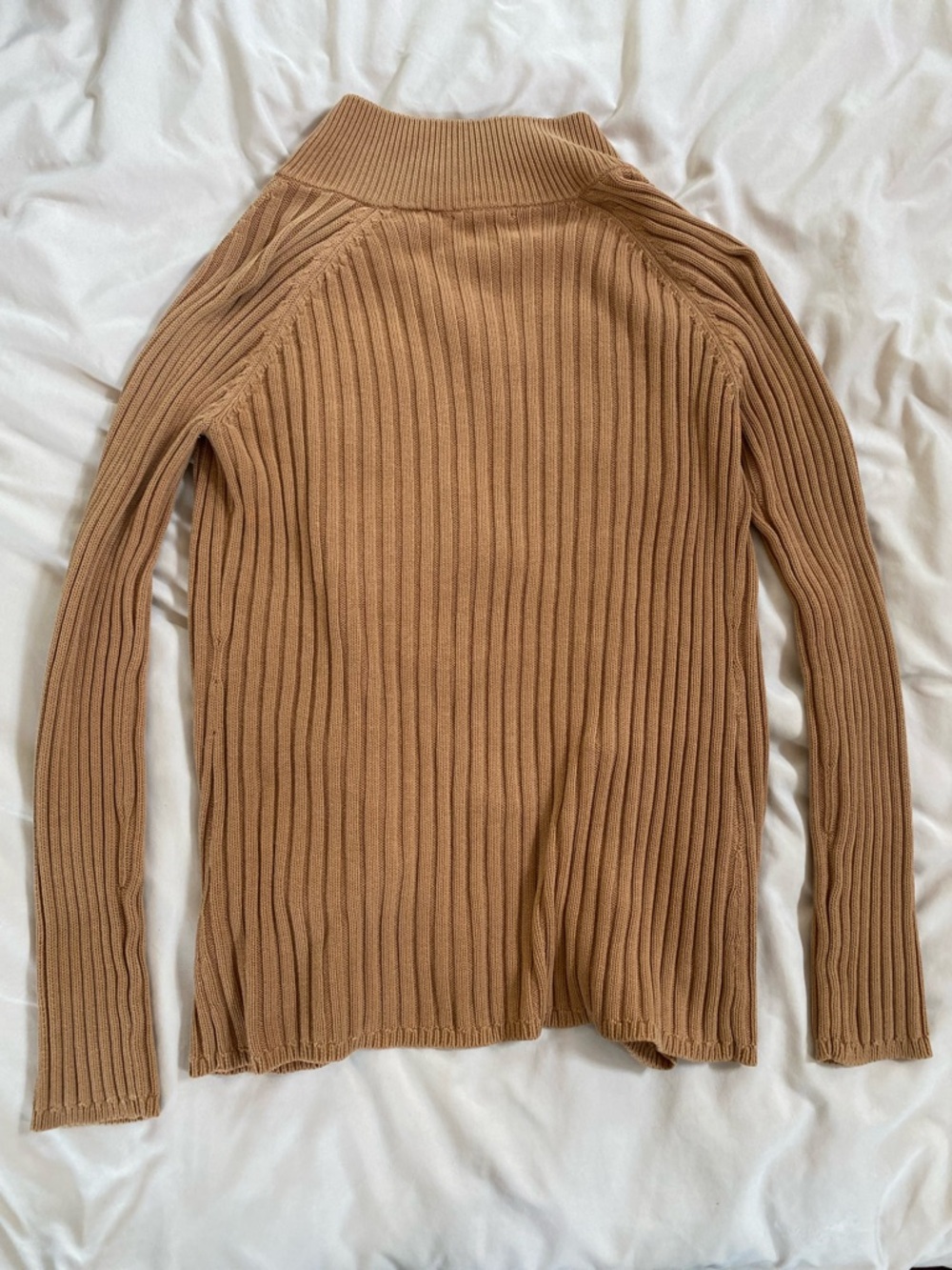 Moda International Camel Ribbed Button Up Cardigan - Picture 2 of 6